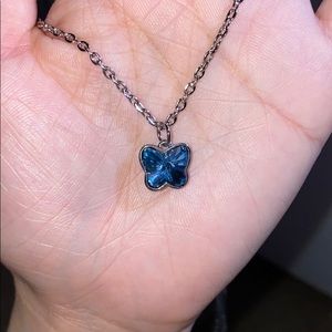 Blue butterfly swarovski crystal necklace